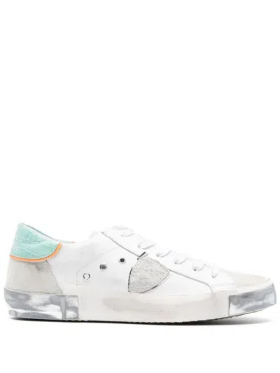 Philippe Model Prsx Low Sneakers - White And Aquamarine