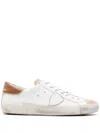 PHILIPPE MODEL PRSX LOW SNEAKERS - WHITE AND BROWN