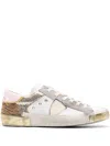 PHILIPPE MODEL PRSX LOW SNEAKERS - WHITE, ANIMALIER AND GOLD