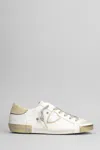 Philippe Model Prsx Low Sneakers In White Suede And Leather In Multi