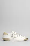 Philippe Model Prsx Low Sneakers In White Suede And Leather