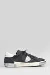 Philippe Model Prsx Low Sneakers In Black Suede And Leather In Black