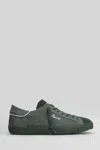 Philippe Model Prsx Low Sneakers In Green Suede And Leather In Green