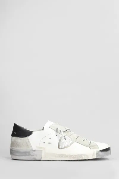 Philippe Model Prsx Low Sneakers In White Leather