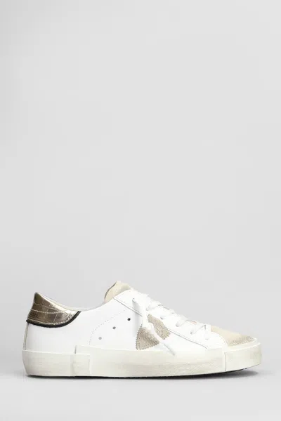 Philippe Model Prsx Low Sneakers In White Leather