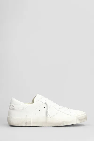 PHILIPPE MODEL PRSX LOW SNEAKERS IN WHITE LEATHER