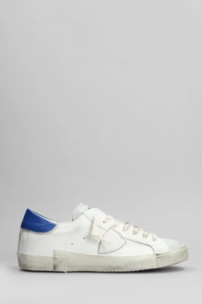 PHILIPPE MODEL PRSX LOW SNEAKERS IN WHITE SUEDE AND LEATHER