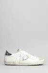 Philippe Model Prsx Low Sneakers In White Suede And Leather In White