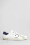 Philippe Model Prsx Low Sneakers In White Suede And Leather In White