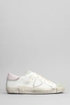 PHILIPPE MODEL PRSX LOW SNEAKERS IN WHITE SUEDE AND LEATHER