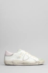 Philippe Model Prsx Low Sneakers In White Suede And Leather