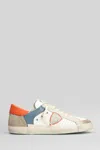 Philippe Model Prsx Low Sneakers In White Suede And Leather In Multi
