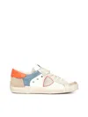 Philippe Model Prsx Low Sneakers In White Suede And Leather In Multi