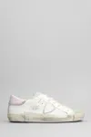 Philippe Model Prsx Low Sneakers In White Suede And Leather In White