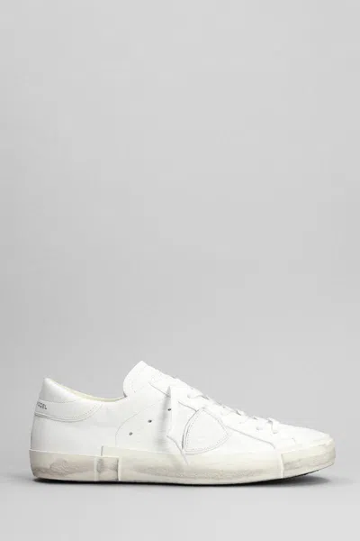 Philippe Model Prsx Low Sneakers In White Leather