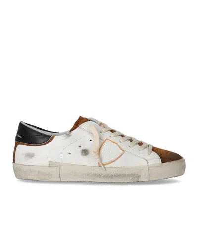 Philippe Model Prsx Low Vintage White Cognac Sneaker