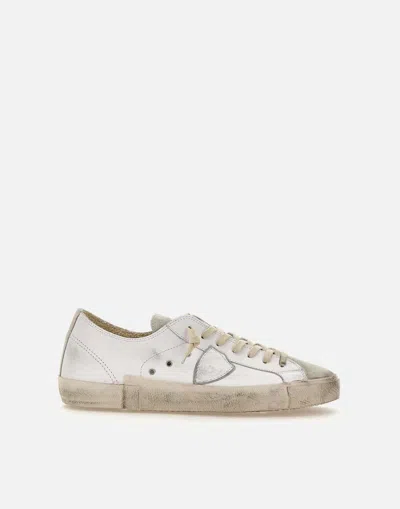 Philippe Model Prsx Low White Leather Sneakers With Suede