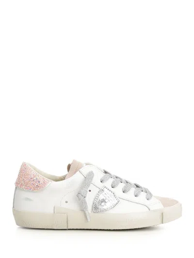 Philippe Model Prsx Low Woman Sneakers White In Animal Print