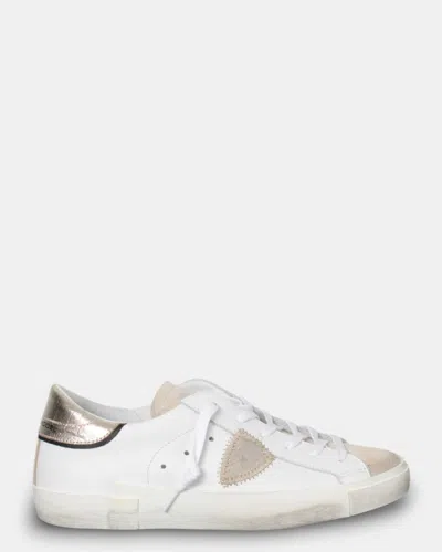 Philippe Model Prsx Low Womanveau Croco Blanc Or In White