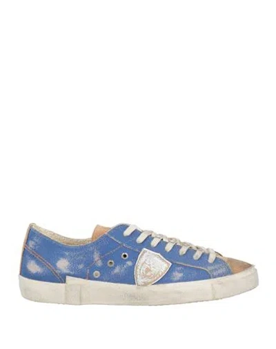 Philippe Model Prsx Man Sneakers Blue Size 8 Leather