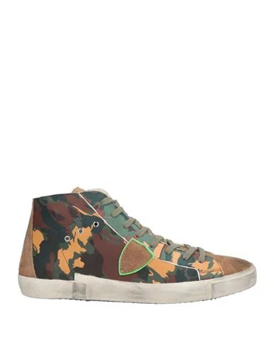 Philippe Model Prsx Man Sneakers Brown Size 8 Leather In Multi