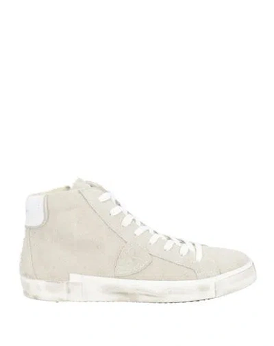 Philippe Model Prsx Man Sneakers Light Grey Size 9 Leather In White