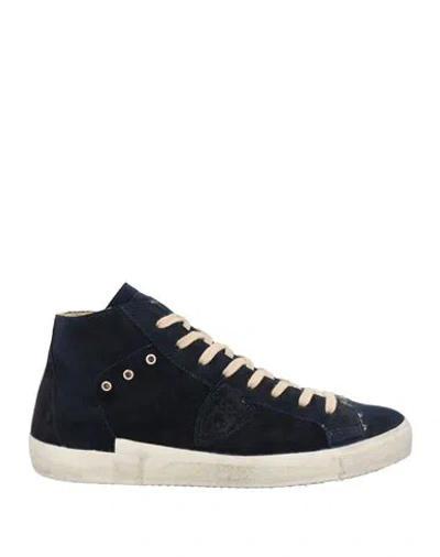 Philippe Model Prsx Man Sneakers Midnight Blue Size 8 Leather