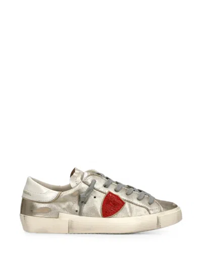 Philippe Model Prsx Metallic-effect Sneakers In Gold