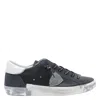 Philippe Model Round Toe Leather Low Top Sneakers In Black