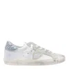 Philippe Model Leather Sneakers With Suede Accents In Bianco / Argento