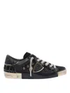 Philippe Model Shiny Leather Low Top Sneakers In Black