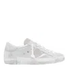 Philippe Model Prsx Leather Sneakers In Metal_argent
