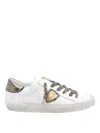 Philippe Model Low Top Leather Sneakers With Metallic Heel In White