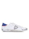 Philippe Model Prsx Low Sneakers In White Leather In Multicolour