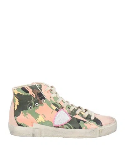 Philippe Model Prsx Woman Sneakers Green Size 7 Leather In Multi