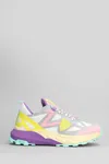 Philippe Model Rocx Low Sneakers In White Leather And Fabric In Purple