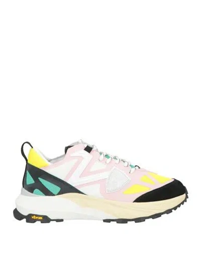 Philippe Model Rocx Woman Sneakers Pink Size 8 Leather, Textile Fibers In Multi