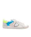 Philippe Model Sneakers Prsx In Fabric And Leather Color White And Fluorescent Yellow In Gray