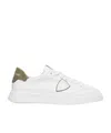 Philippe Model Low Leather Trainers Green Suede In White