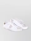 Philippe Model Round Toe Leather Sneakers With Metallic Detail