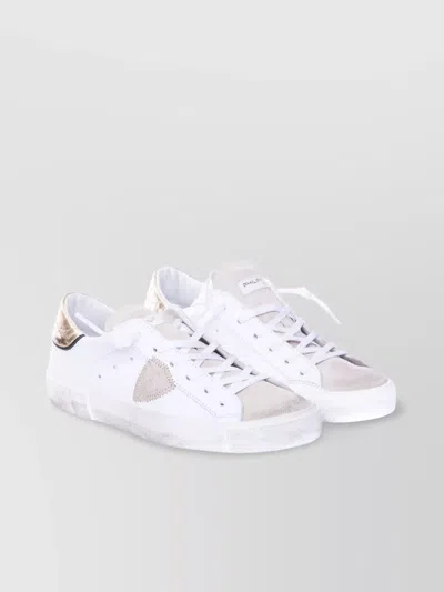 Philippe Model Round Toe Leather Sneakers With Metallic Detail