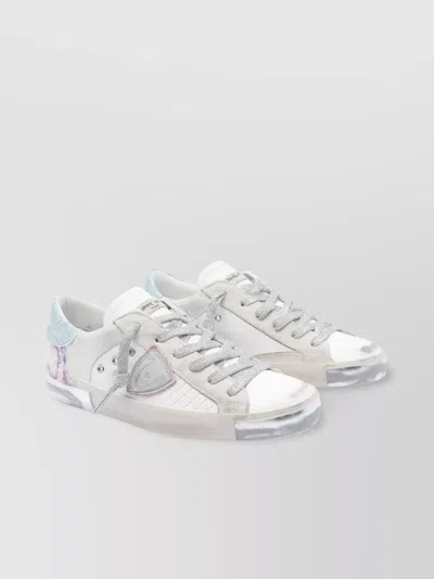 Philippe Model Round Toe Low Top Sneakers In White
