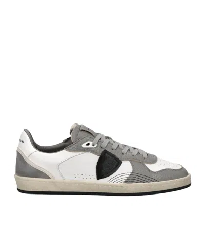 Philippe Model Round-toe Lace-up Sneakers In Gray