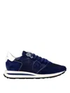 Philippe Model Tropez Sneakers In Technical Fabric And Suede Color Blue In Dark Blue