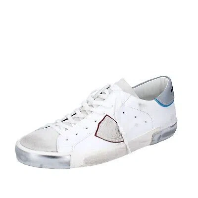 Pre-owned Philippe Model Schuhe Herren  Sneaker Weiss Leder Vintage Ex342