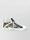Philippe Model Sequin High-top Sneakers Leopard Print In White
