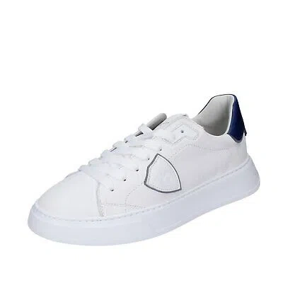 Pre-owned Philippe Model Shoes Men  Sneakers White Leather Blue Ex660