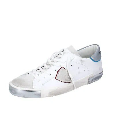 Pre-owned Philippe Model Shoes Men  Sneakers White Leather Vintage Ex342