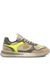 Philippe Model Olympique Sneakers In Leather And Fabric Color Military Green And Yellow In Neon Militare