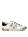 Philippe Model Distressed Leather Low-top Sneakers In White